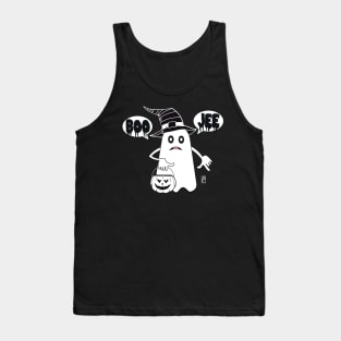 Ghost with pumpkin and hat says BOO JEE - cute Halloween Tank Top